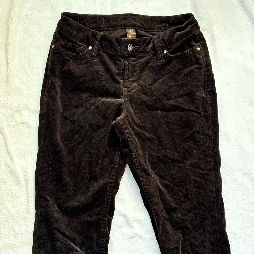 Chocolate Brown Jeans Straight Leg (Velvet Fabric) Size US 0 but runs big (Small